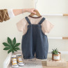 Set Bộ Áo Thun Tay Ngắn Quần Yếm Jean Hình Vịt Cho Bé Trai 1-5 Tuổi TinyKids