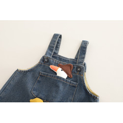 Set Bộ Áo Thun Tay Ngắn Quần Yếm Jean Hình Vịt Cho Bé Trai 1-5 Tuổi TinyKids