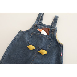 Set Bộ Áo Thun Tay Ngắn Quần Yếm Jean Hình Vịt Cho Bé Trai 1-5 Tuổi TinyKids