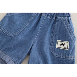 Set Bộ Quần Áo Hoạt Hình Gấu Dán Nhãn Áo polo Quần Short Denim TinyKids