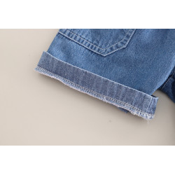 Set Bộ Quần Áo Hoạt Hình Gấu Dán Nhãn Áo polo Quần Short Denim TinyKids