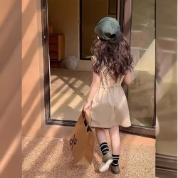 Váy Liền Cá Tính Không Tay Dây Rút Thắt Eo Tinykids