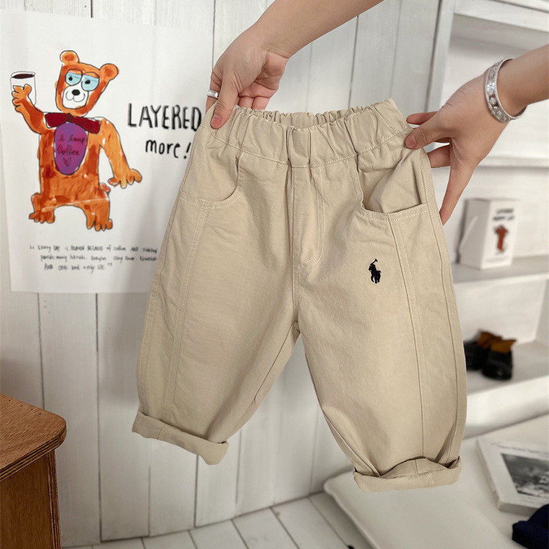 Quần Dài Kaki Cạp Chun Thêu Hình Ngựa Tinykids