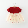 Váy bé gái thun cotton phối lưới thêu trái dứa vintage Tinykids