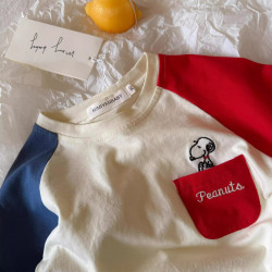 Áo thun bé trai ngắn tay mùa hè đỏ xanhTinykids