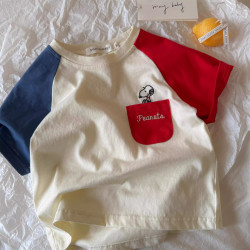 Áo thun bé trai ngắn tay mùa hè đỏ xanhTinykids