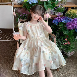 Váy liền bé gái mùa hè phong cách phương tây, váy công chúa hoa ngọt ngào