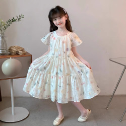 Váy liền bé gái mùa hè phong cách phương tây, váy công chúa hoa ngọt ngào