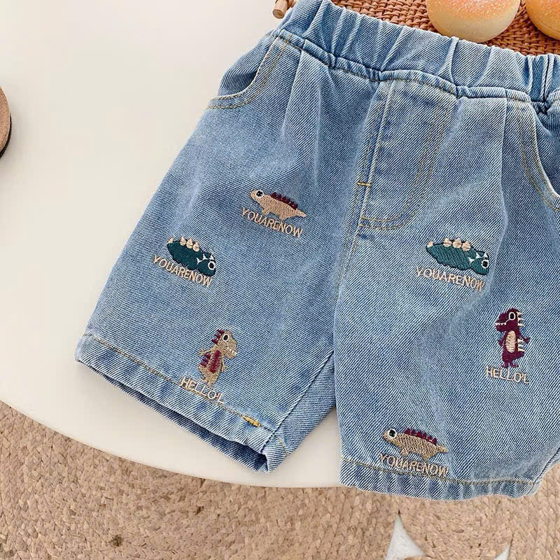 Quần Short Denim In Họa Tiết Hoạt Hình Phong Cách Hàn Quốc Thời Trang Mùa Hè Cho Bé Trai Tinykids
