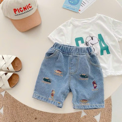 Quần Short Denim In Họa Tiết Hoạt Hình Phong Cách Hàn Quốc Thời Trang Mùa Hè Cho Bé Trai Tinykids
