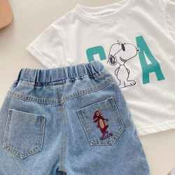 Quần Short Denim In Họa Tiết Hoạt Hình Phong Cách Hàn Quốc Thời Trang Mùa Hè Cho Bé Trai Tinykids