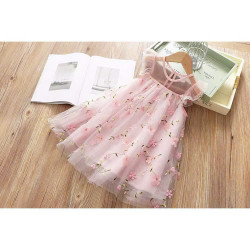 Váy Hồng Bé Gái Thêu Gạc Tutu