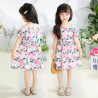 Váy Cho Bé Gái Mùa Hè, Đầm Bé Gái Cho Trẻ Em Tinykids, Váy Bé Gái Ngắn Tay chất Cotton Thô Hoạ Tiết Hoa Tím