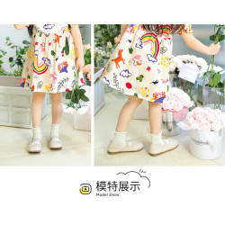 Váy Cho Bé Gái Mùa Hè, Đầm Bé Gái Cho Trẻ Em Tinykids, Váy Bé Gái Ngắn Tay chất Cotton Thô Hoạ Tiết Thiên Đường Màu Trắng