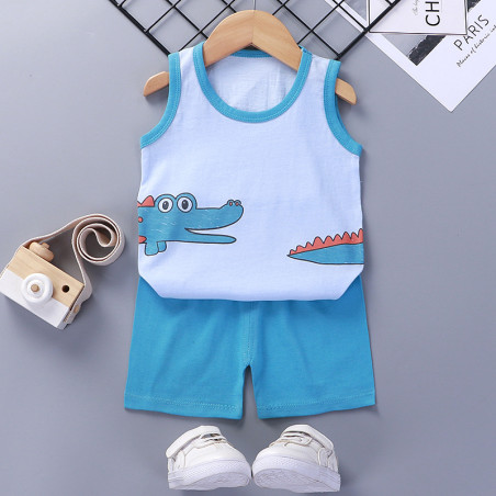 Bộ đồ ba lỗ cho bé vải cotton họa tiết động vật dễ thương - B17