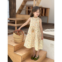 Váy sát nách chấm bi vải siêu mát cho bé gái Tiny Kids