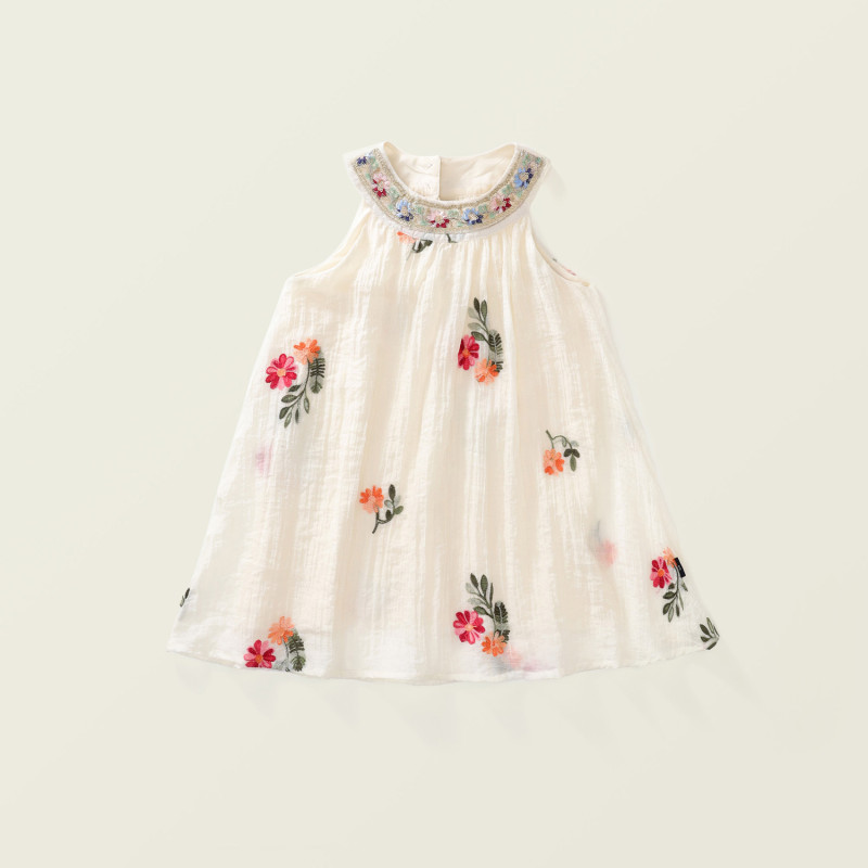 Váy Công Chúa Mùa Hè Hoa Thêu Bé Gái Tiny Kids