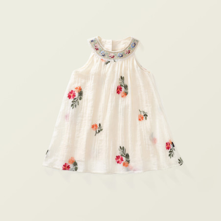 Váy Công Chúa Mùa Hè Hoa Thêu Bé Gái Tiny Kids