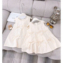 Váy sát nách thêu nơ dáng xòe bé gái từ 10-30kg vải siêu mát thoáng khí - Tiny Kids